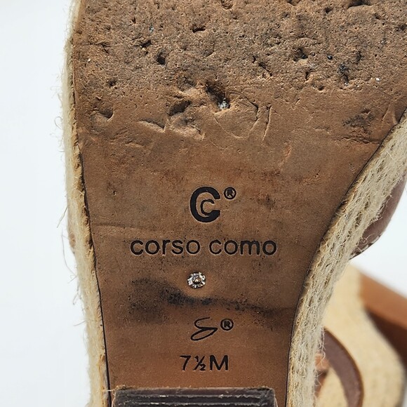 Corso Como Roxi Caramel Platform Wedge Sandals Size 7.5 - Picture 8 of 9